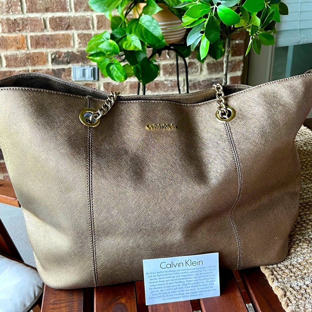 Calvin Klein large purse golden